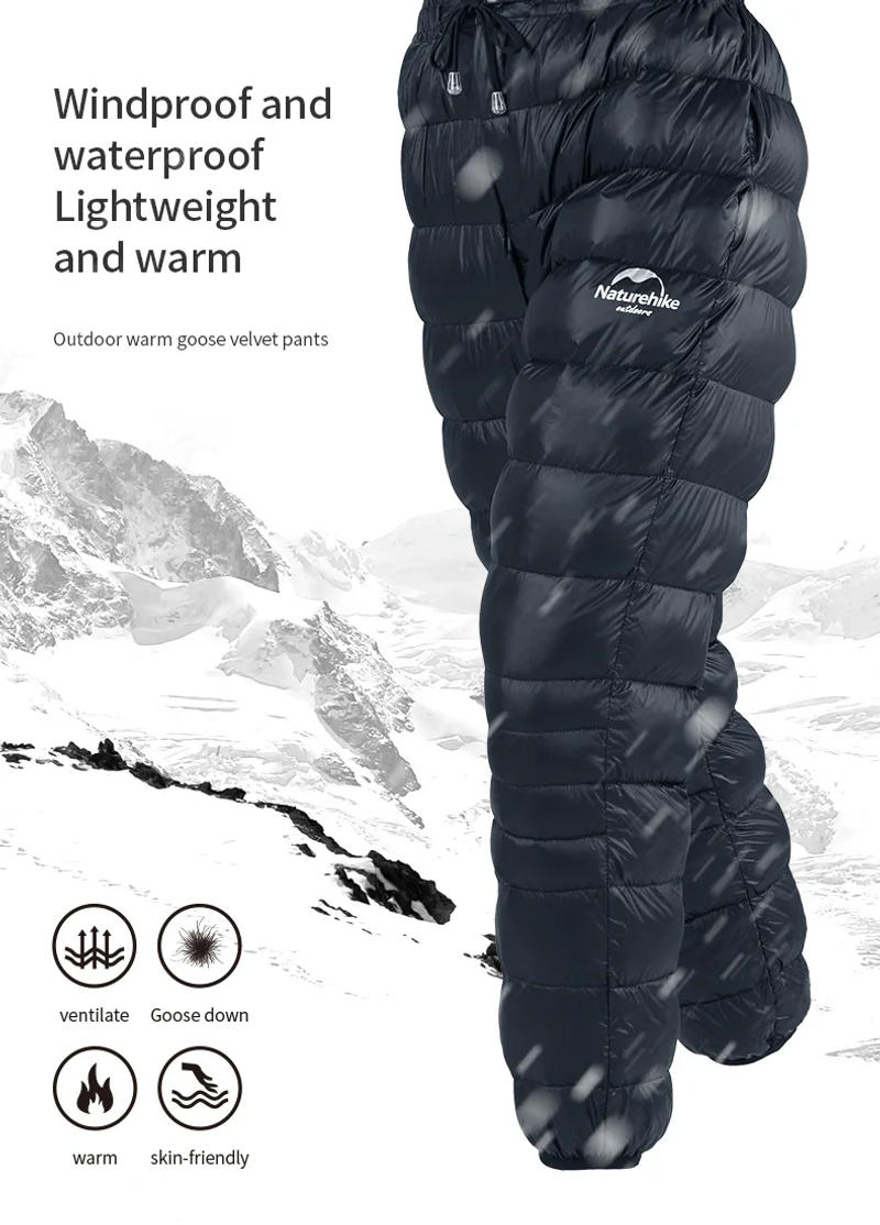 Description Picture 3 of itemNaturehike Goose Down Pants Winter Warm Waterproof Outdoor Windproof Pants Camping Hiking Lightweight Portable Pantalones