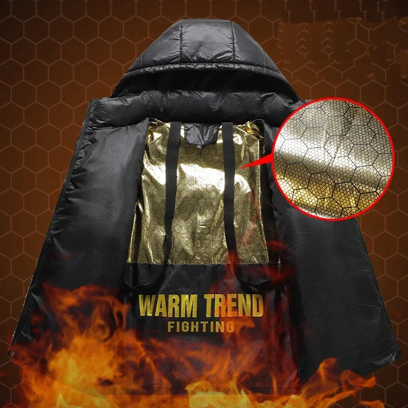 Description Picture 4 of itemMen Luxury Fashion Parka Coats New Winter Section Casual Thicken Cotton Parka Hooded Outwear Windproof Warm Jackets Hoodies