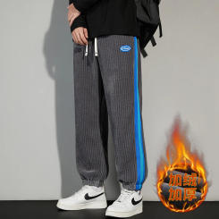 Color Blocking Men's Autumn and Winter Patchwork Pockets with Elastic Solid Color Leggings Slim Fit and Versatile Casual Pants