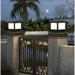 Timed LED Solar Pillar Light Waterproof Thick Solar Lights Outdoor Garden Pathway Parking Outdoor Decor Lamp RC Solar Light