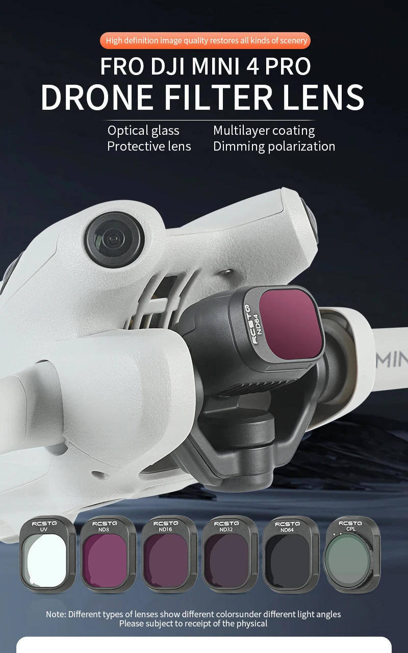 Description Picture 2 of itemRCSTQ For DJI Mini 4 Pro ND Filter Drone Camera Lens Filter Set UV CPL ND8 ND16 ND32 ND64 ND/PL For DJI Mini 4 Pro Accessories