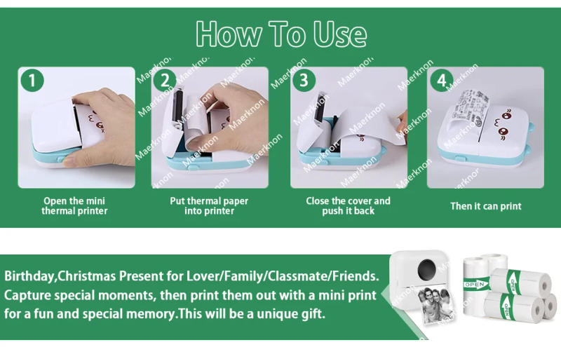 Description Picture 4 of item60 Rolls Mini Printer Adhesive Paper Self-adhesive Paper White Thermal Paper Printer Label Sticker For Photo lnkless Printer57mm