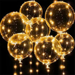 LED Glowing Wave Balloons, Transparent Light String Balloons, Holiday Decorations, Birthday and Wedding Party Supplies, Baby Wel