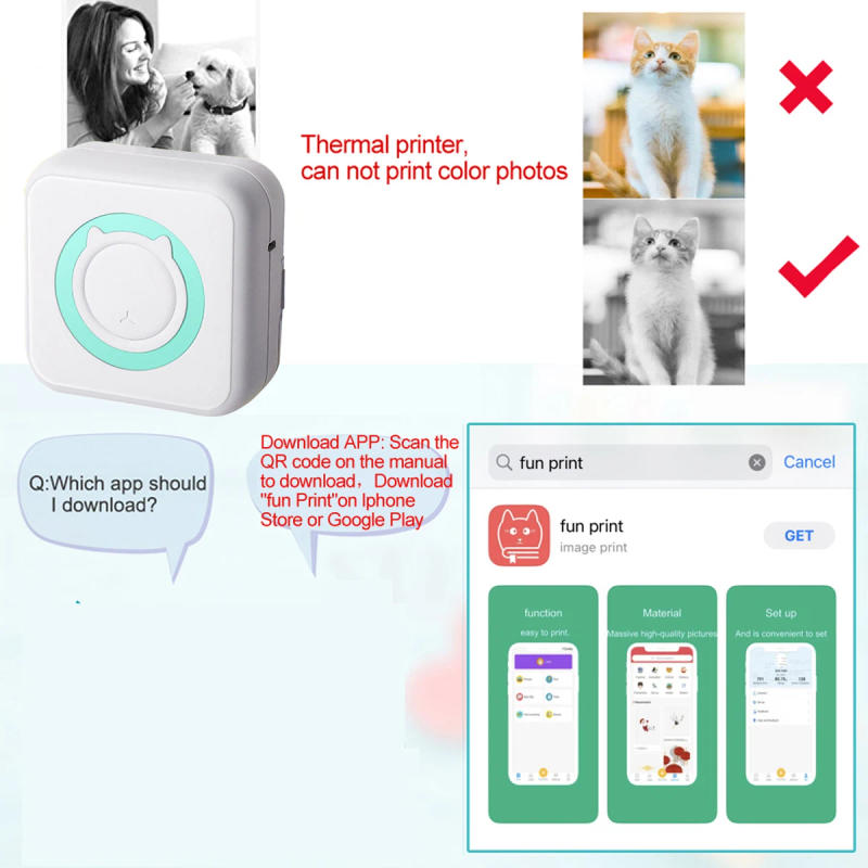 Description Picture 6 of itemPortable Mini printer,thermal pocket Label printer, for Android or IOS APP, inkless sticker printer, suitable for home, office