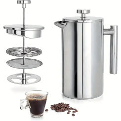 1pc 350/1000ml Stainless Steel French Press Coffee Pot Premium Durable Coffee Strainer Brewing Tea for Home Office Camping Use