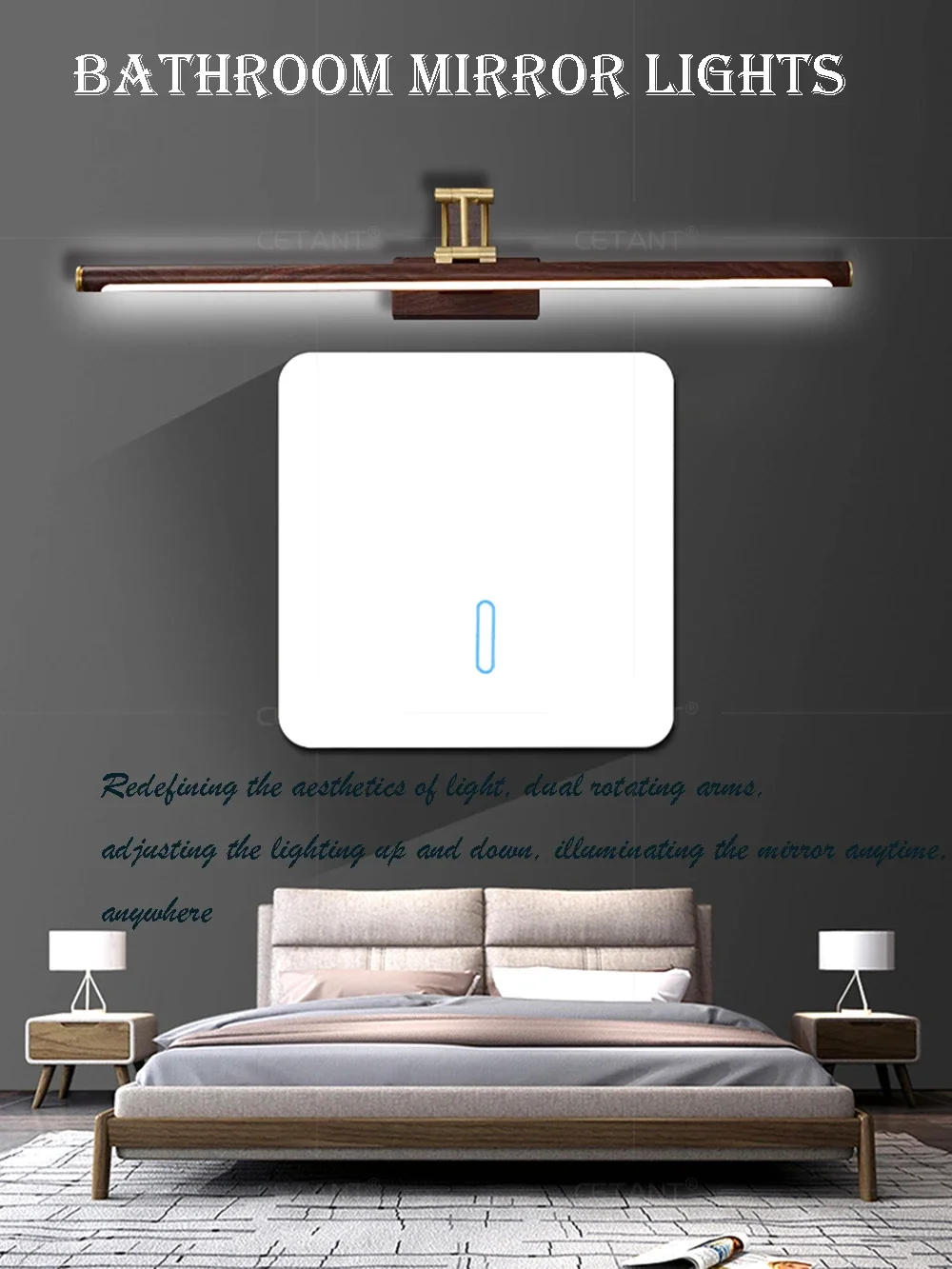 Description Picture 2 of itemNordic LED Wall Lamp Wood Home Interior Decoration Fill Lights For Bathroom Bedroom Study Room Cloakroom Makeup Lighting Sconces