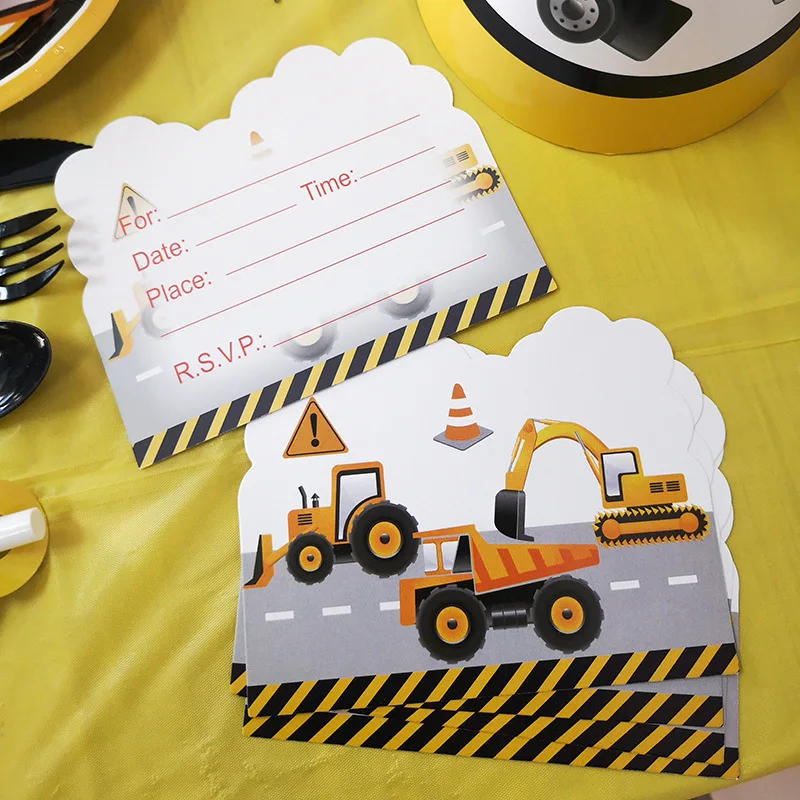 Description Picture 3 of itemConstruction Birthday Party Supplies Disposable Tableware Set Engineering Vehicle Theme Tableware Party Supplies for Boys