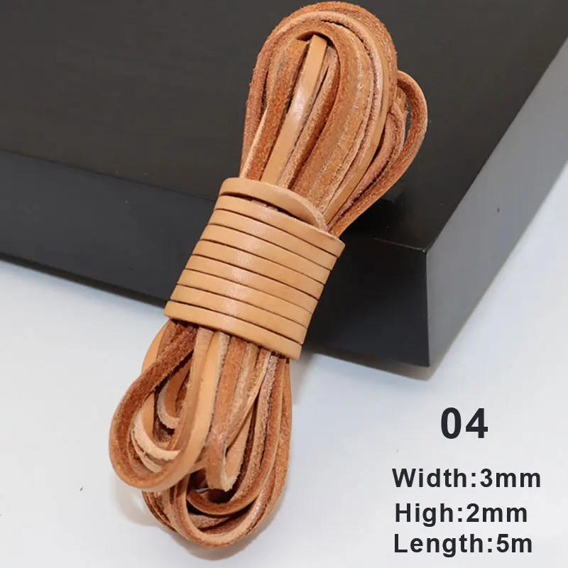 Description Picture 6 of item5m Vintage Genuine Leather Cords Round Flat Strand Cow Leather Rope for DIY Necklace Bracelet Jewelry Making Finding Accessories