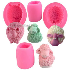 3D Cute Sheep Silicone Candle Molds Forms DIY Candle Making Handmade Soap Clay Plaster Resin Crafts Moulds Cake Decorating Tools