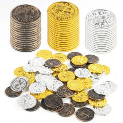 10/30/60pcs Plastic Pirate Coin Cross Treasure Pattern Kids Party Decor Fake Treasure Child Toys Party Supplies Birthday Gift