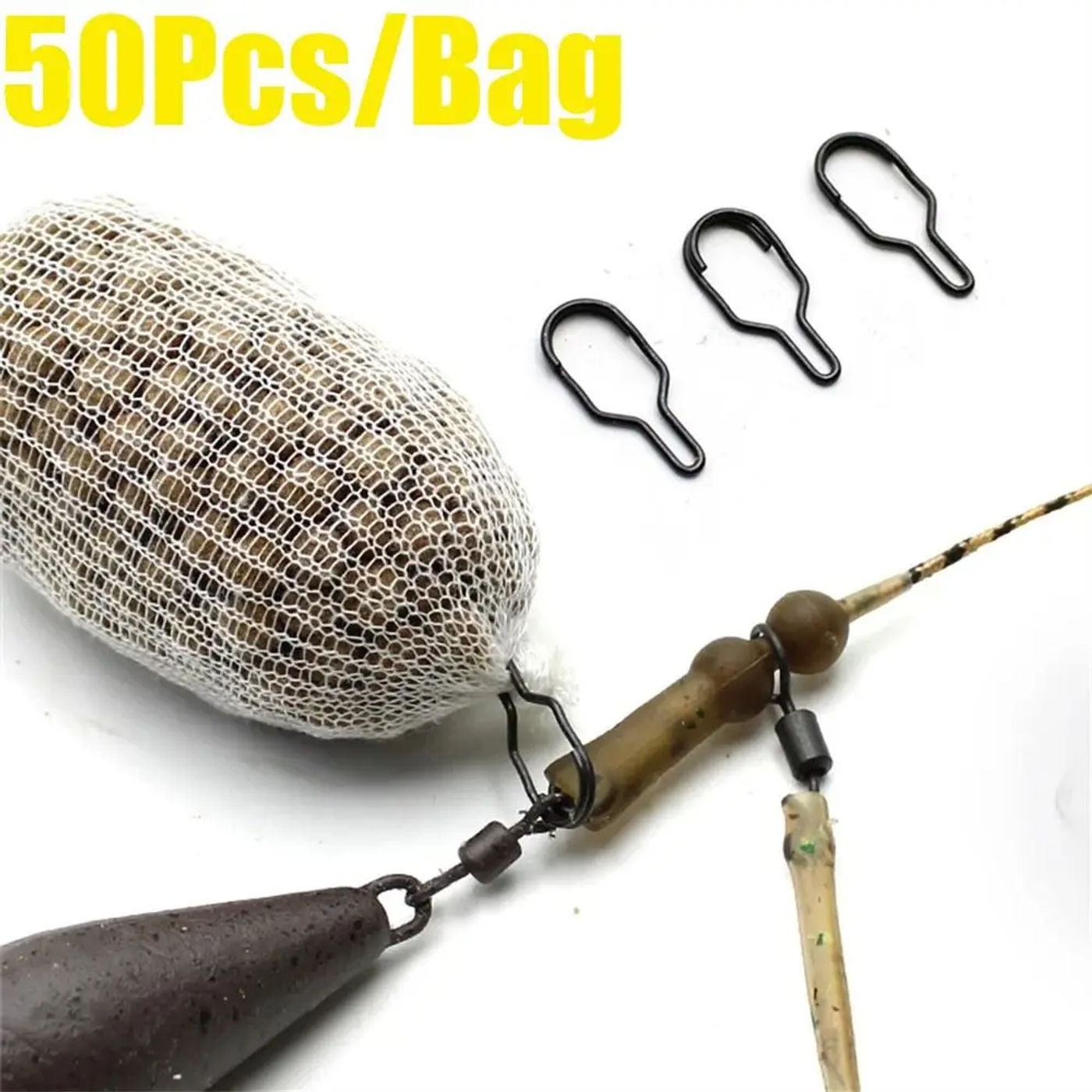 Description Picture 2 of item50Pcs/Pack PVA Bag Clip Carp Fishing Accessories for Carp Hair Rig Tool Carp Coarse Method Feeder Fishing Tackle