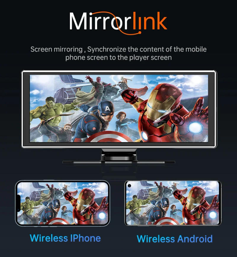 Description Picture 5 of item10.26 Inch 4K Car DVR Dash Cam Rearview Camera Carplay & Android Auto Navigation With Voice Control BT FM Monitor Car Screen