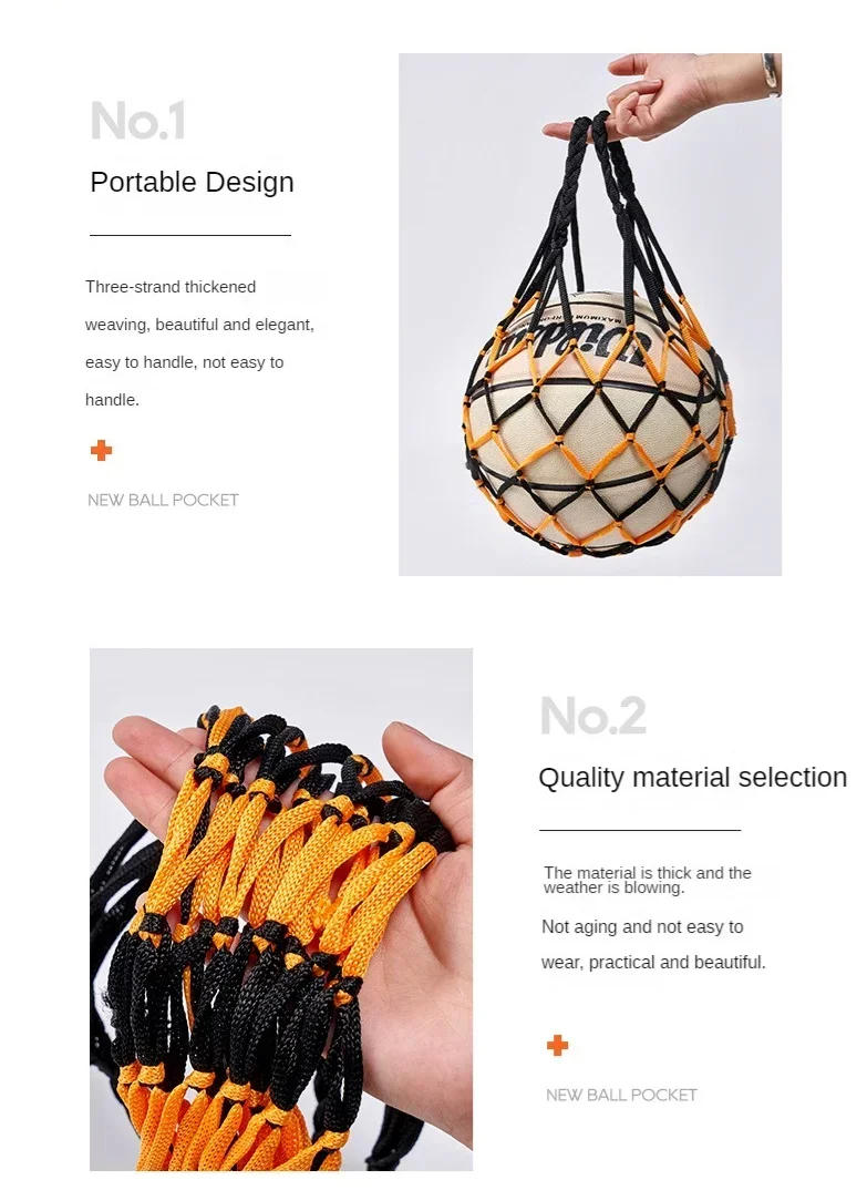Description Picture 5 of item1PC Football Net Bag Nylon Bold Storage Bag Single Ball Carry Portable Equipment Outdoor Sports Soccer Basketball Volleyball Bag