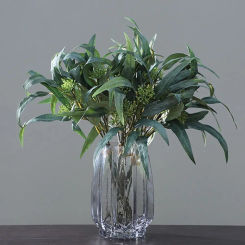 5pcs Plastic Artificial Eucalyptus Branches Elegant Realistic Fake Eucalyptus Leaf with Fruits Handmade Simulation Plants