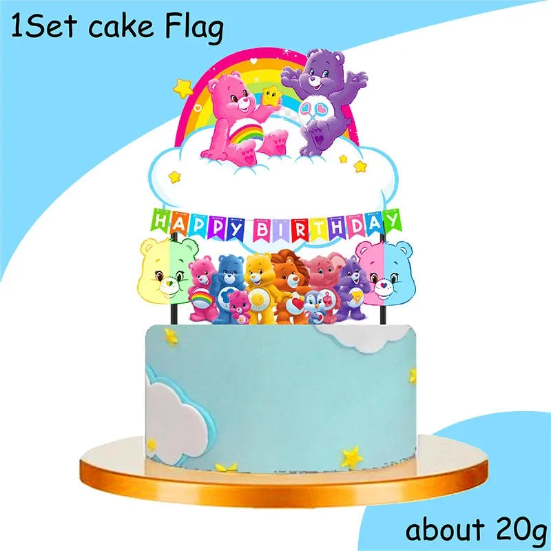 Description Picture 4 of itemrainbow bears birthday decoration angle disposable tableware cup plate tablecloth baby shower kids girls boy party supplies