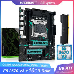 MACHINIST X99 B9 Motherboard Kit LGA 2011-3 Set With Xeon E5 2670 V3 CPU + DDR4 ECC 16GB RAM Memory Combo NVME M.2 M-ATX