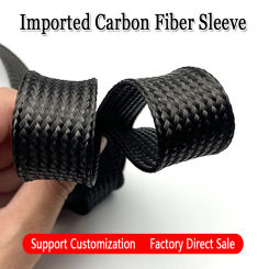 Carbon Fibre Tubing 2MM-40MM High Temperature Resistant Braided Mesh Tubing Wire Sleeve High Strength Protection Sleeve