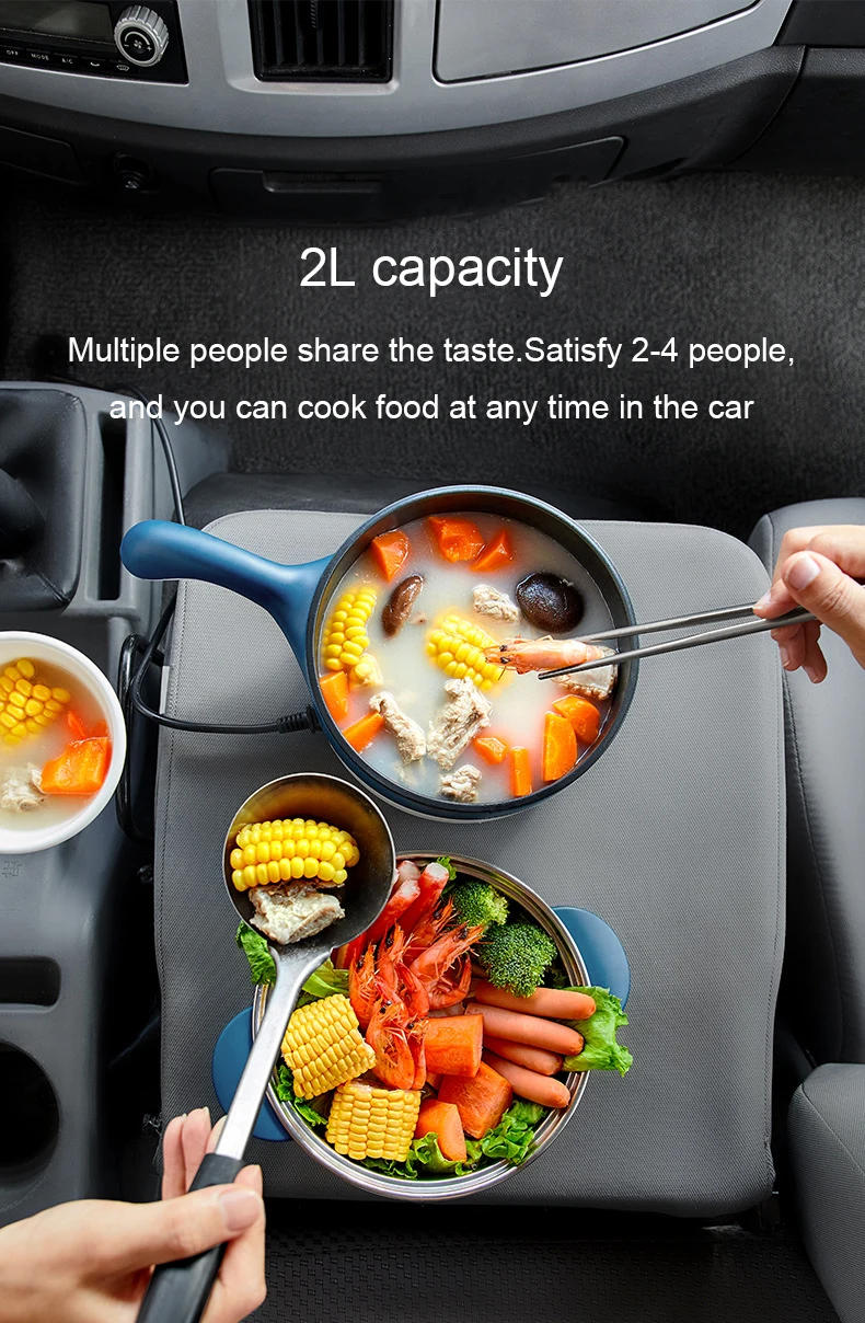 Description Picture 5 of itemMini 2L 12/24V Car Truck Non-stick Multifunction Electric Cooking Skillet with Streamer for Soup Fry Stew Cook Hot Pot 180W