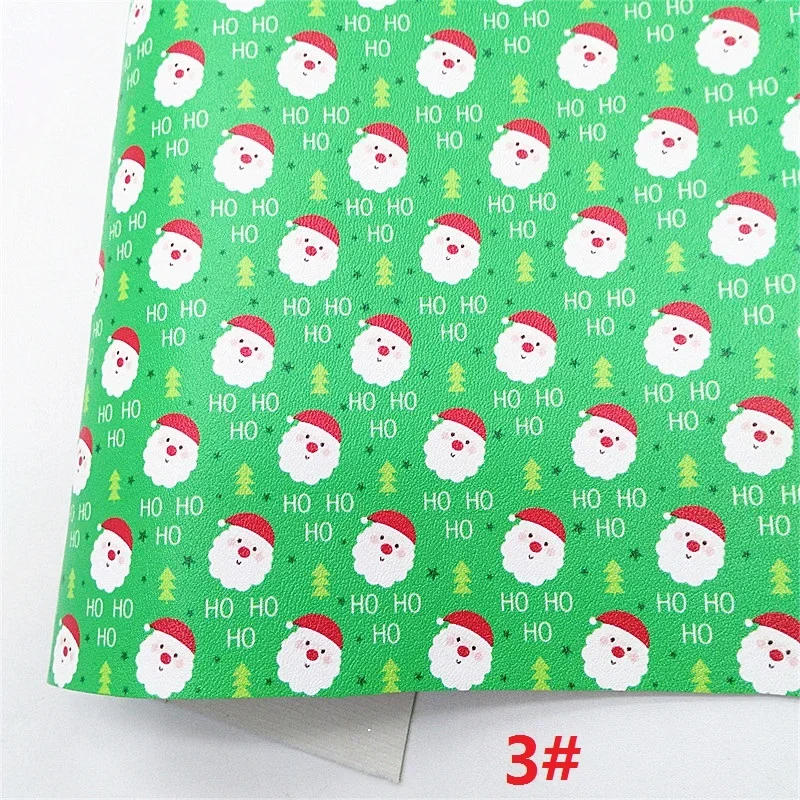 Description Picture 5 of itemChristmas Santa Claus Printed Synthetic Leather Sheets Felt Back Smooth Faux Leather Fabric For Earrings bag Bows DIY GM070C
