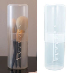 Retractable Makeup Brush Storage Box Acrylic Brush Holder Eyeliners Display Holder with Lid Clear Desktop Dustproof Plastic Box
