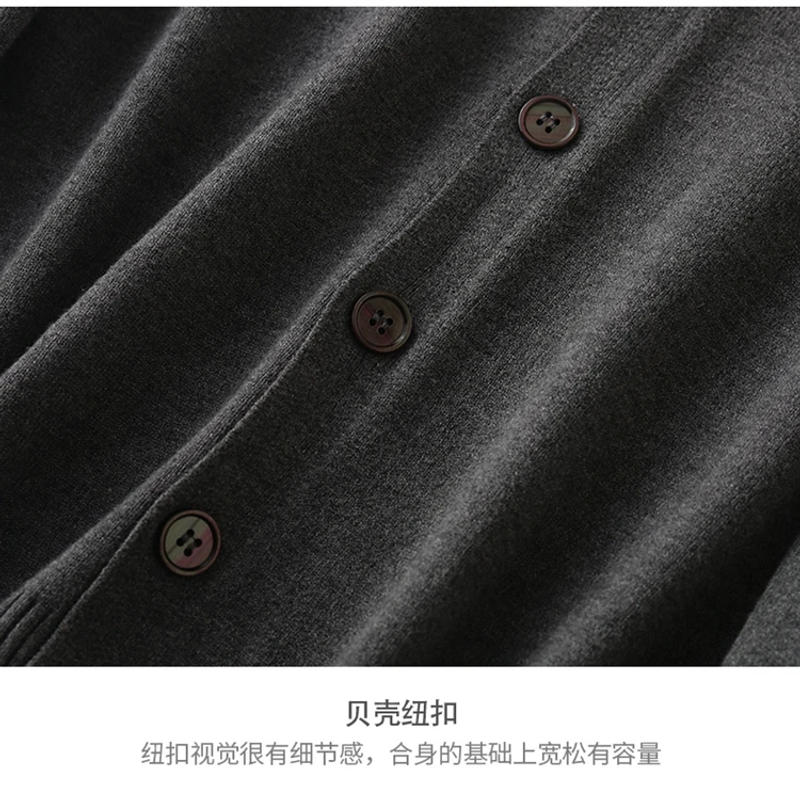 Description Picture 5 of itemCashmere Cotton Blend Cardigan Men Sweater 2023 Spring Autumn Streetwear Casual V-Neck Single Breasted Knitted Cardigans Jacket