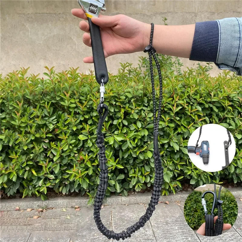 Description Picture 2 of itemSafety Bungee Tether Tool Lanyard With Carabiner Hook Climbing Working Anti-Falling Safety Rope Aerial Work Climbing Accessories