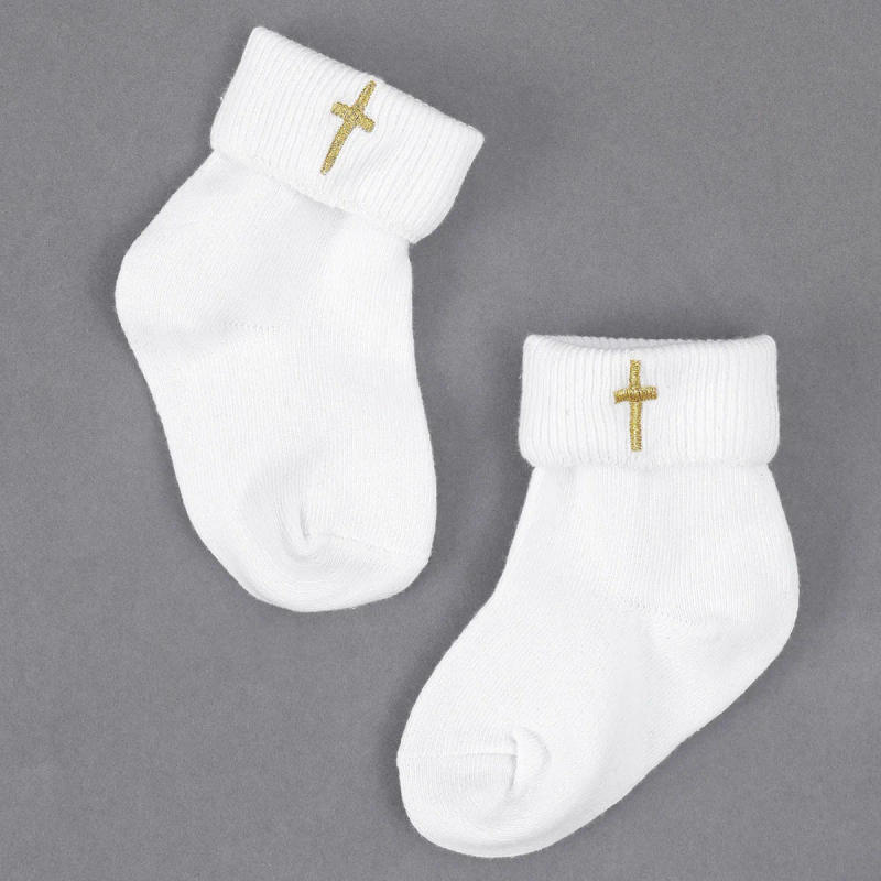 Description Picture 5 of itemBaby Boy White Shoes for Baptism Infant Soft Sole Slipper Socks Set Newborn Christening Birthday Sneaker with Dedication