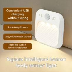 Rechargeable Led Night Light with Motion Sensor Human Induction Wireless 3 Colors Square White Portable Lamp for Hallway Stairs