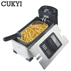CUKYI 3L Household Frying Machine Electric Fryer French Fries Maker Deep Oven Cooking Pot BBQ Tool 0~130℃ Temp adjust 220V