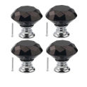 4Pcs Black 30mm Crystal Glass Cabinet Knobs Diamond Shape Drawer Kitchen Cabinets Dresser Cupboard Wardrobe Pulls Handles