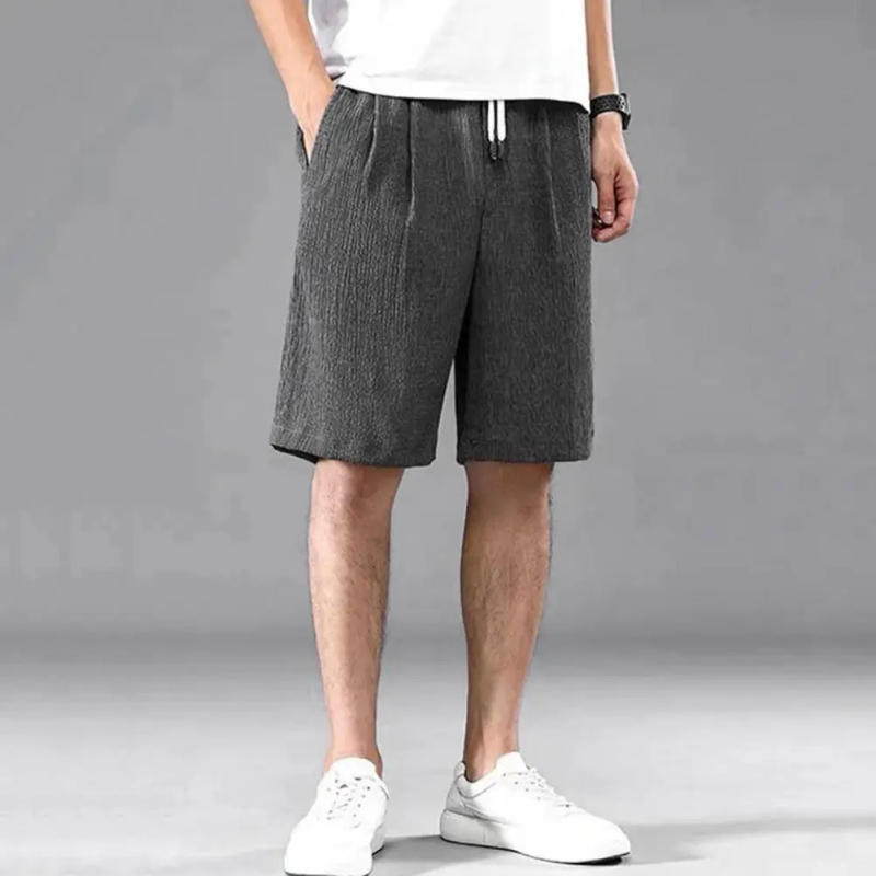 Description Picture 6 of itemMen Summer Athletic Shorts Mid-rise Elastic Drawstring Waist Shorts Wide Leg Running Quick Drying Ice Silk Shorts Cropped Pants