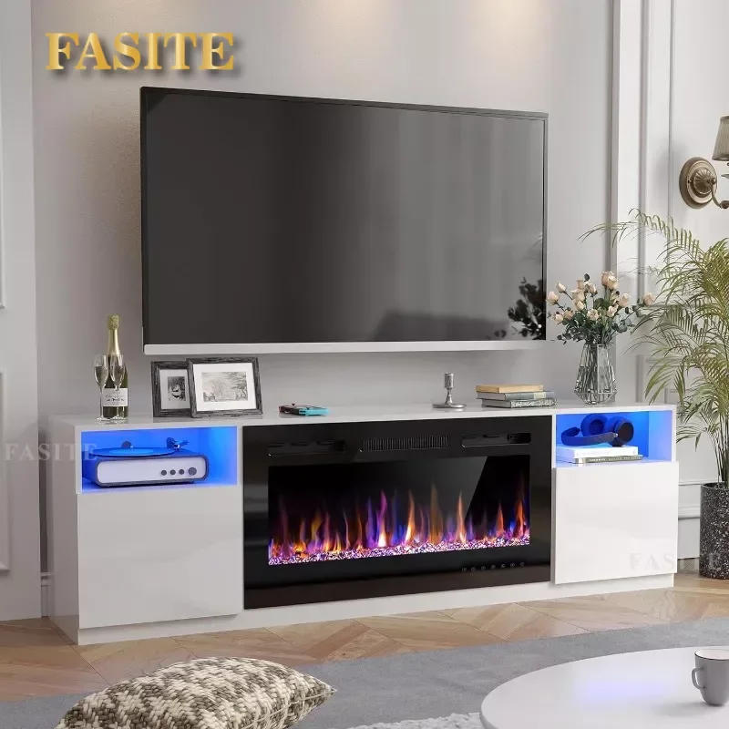 Description Picture 3 of item70" Fireplace TV Stand for Up to 80" with 36" Electric Fireplace TV Console for The Living Room LED Light Entertainment Center