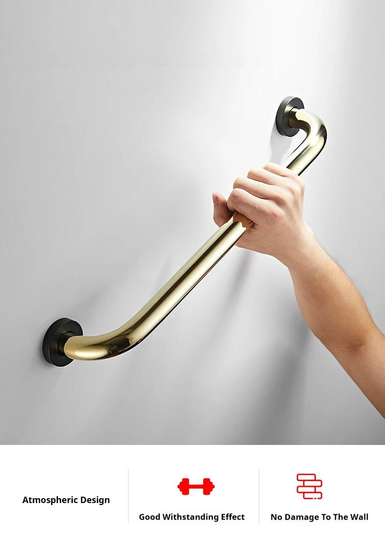 Description Picture 3 of itemBathroom Safety Grab Bar with Electroplated Black Gold Surface Perforated Installation Bathroom Safety & Accessories Grab Bars