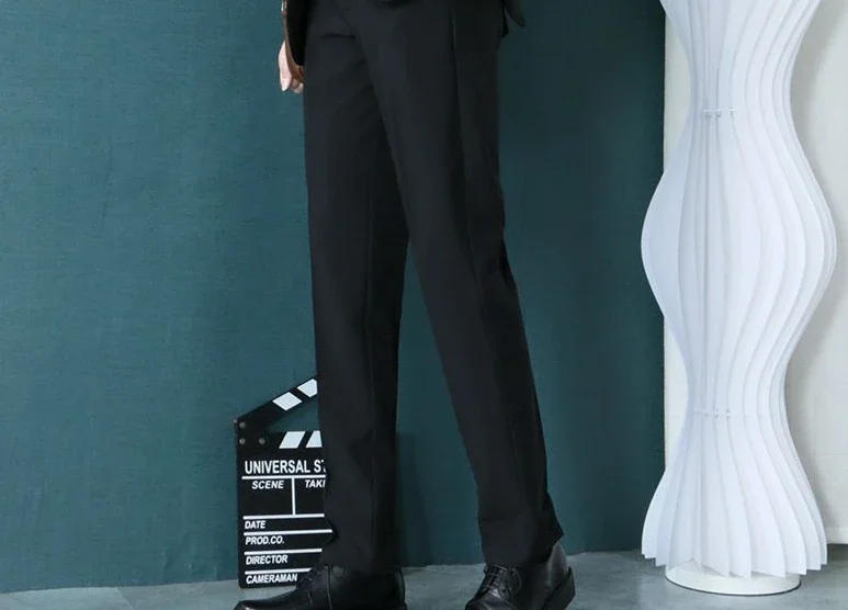 Description Picture 3 of itemKhaki Man Suits Pants Slim Fit Tressed Trousers for Men Brown Spring Clothes Tailoring Spandex Dress Classic New in Designer Up