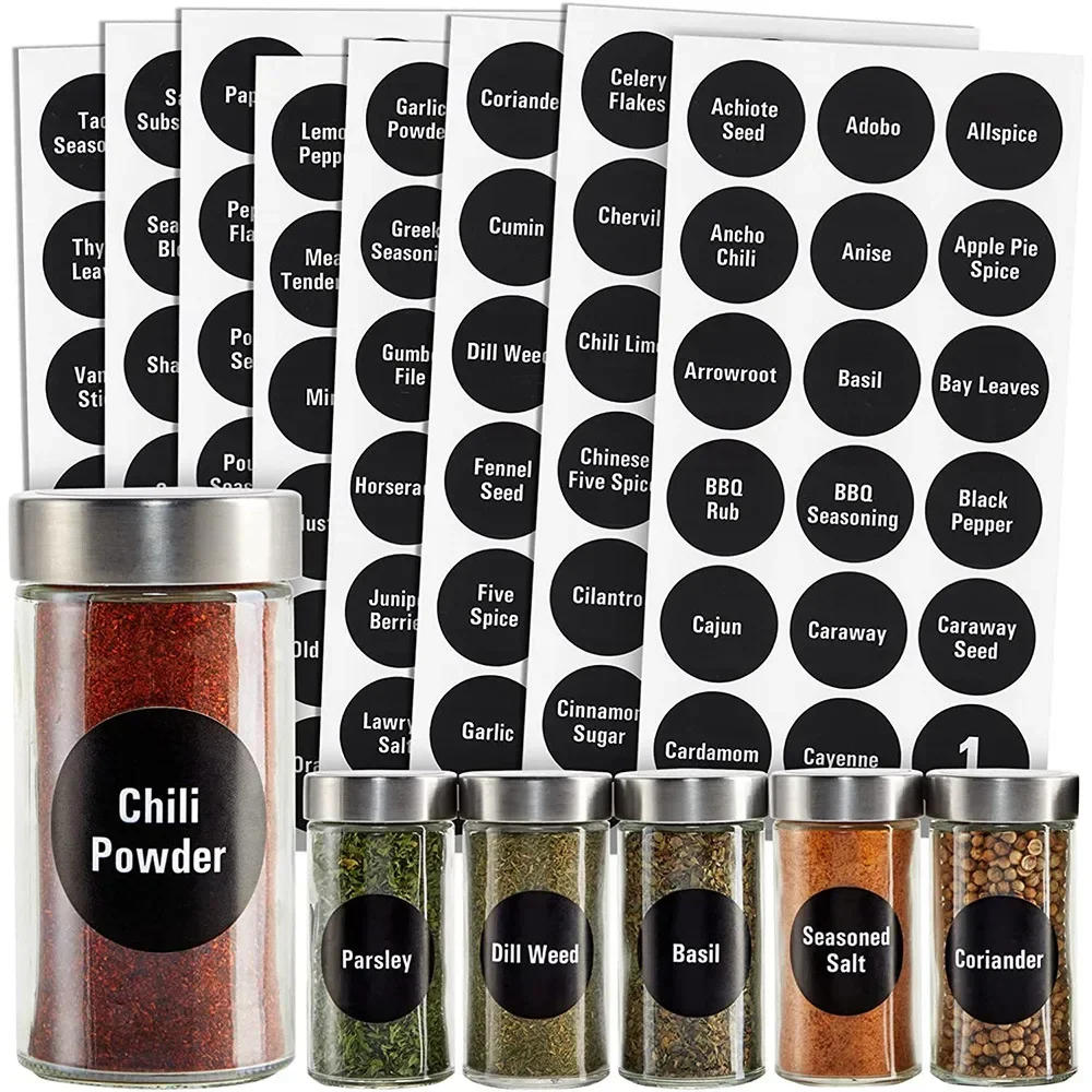 Description Picture 2 of item144pcs Printed Round Spice Stickers Seasoning Bottle Jar Labels Storage Kitchen Waterproof Stickers Spice Tags BBQ Label