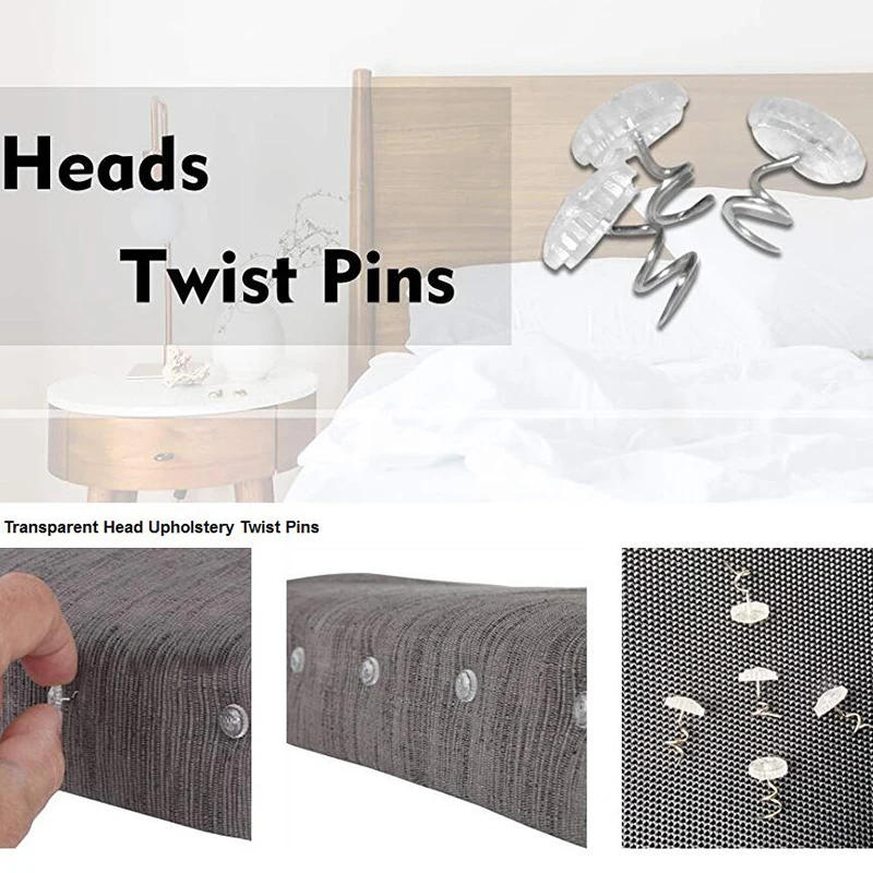 Description Picture 5 of item100/50pcs Clear Fabric Twist Pins Couch Chair Car Sofa Headliner Repair Loose Drapery Craft DIY Locating Pins With Box