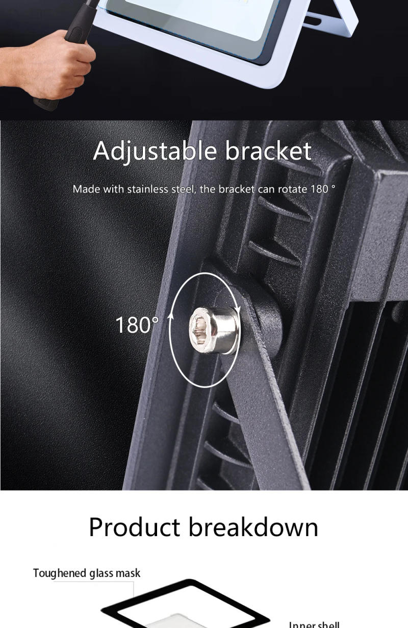 Description Picture 6 of itemLED Flood Light 30W 50W 100W AC 220V Reflector Spotlight Street Light Wall Lamp IP68 Waterproof Outdoor Garden Projecteur Light