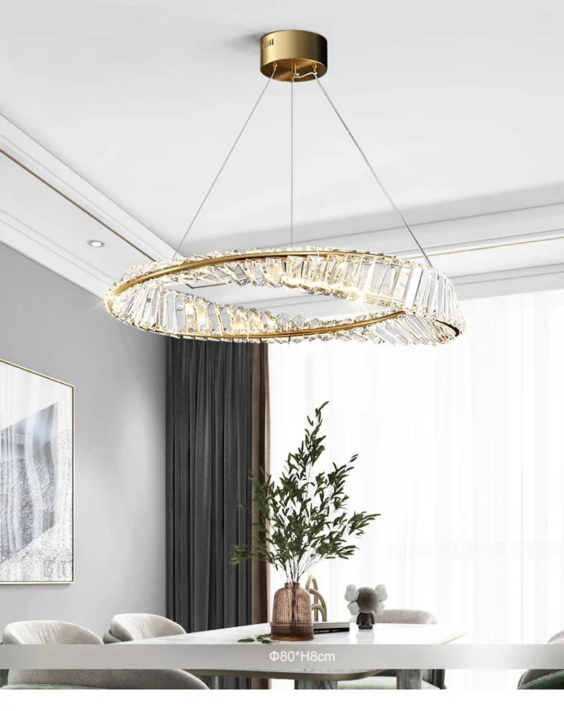 Description Picture 4 of itemItalian Designer Light Luxury Crystal Chandelier Living Room Restaurant Simple Creative Circular Modern Celebrity Pendant Lights