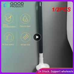 1/2PCS Long-handle Brush Silicone Effective Cleaning No Dead Angle Wall-mounted Durable Soft Bristle Cleaner