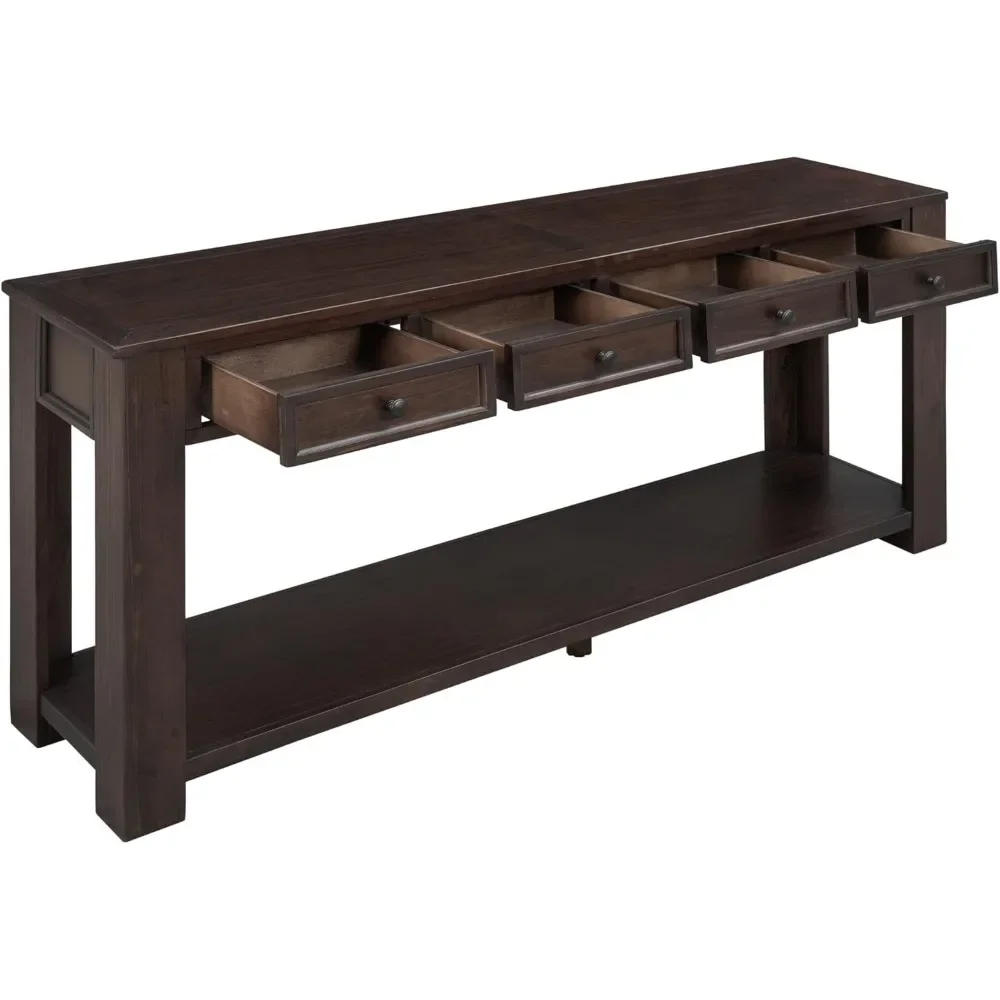 Description Picture 4 of itemVintage 4-Drawer Console Table for Entryway, Entry Hallway Foyer Behind Couch Sofa Table with Metal Handles