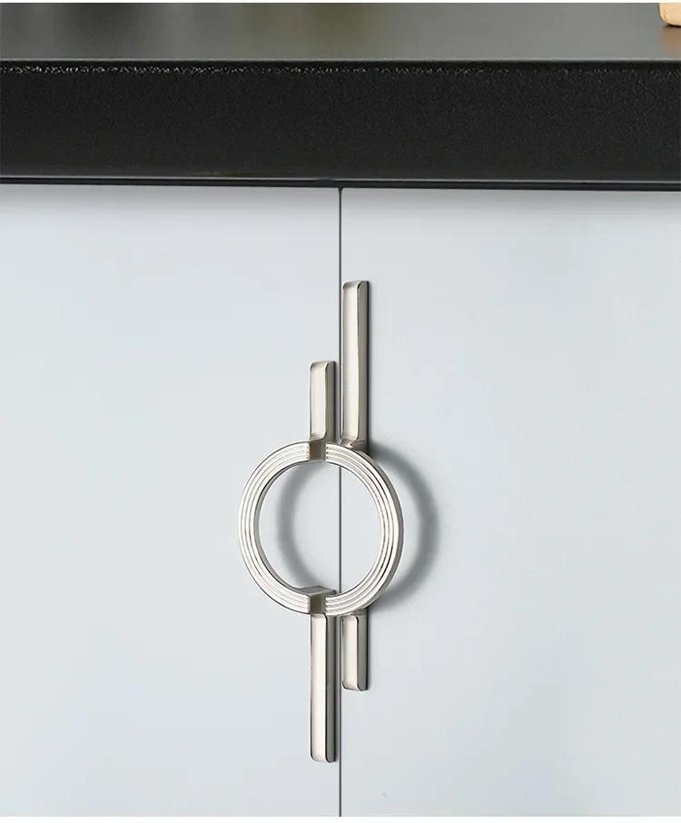 Description Picture 5 of itemGray/Gold Drawer Kitchen Cabinet Handle Door Pull Knob Modern Dresser Pull Handles Zinc Alloy  Furniture Hardware w/Screw