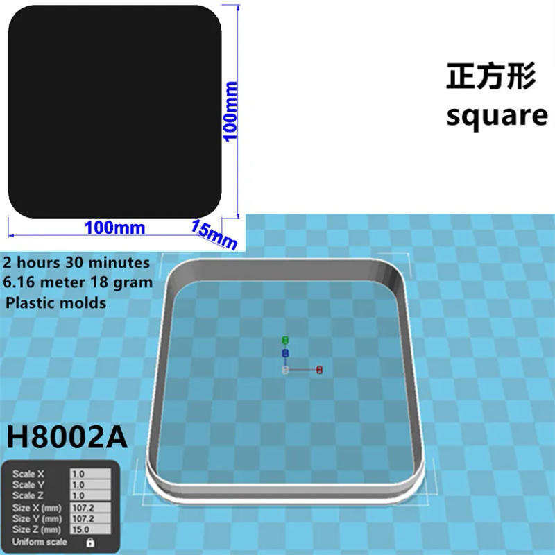 Description Picture 6 of itemPlastic Molds,Rounded Corners Squares Shape Cake Decorating Fondant Cutters Tools,Plant Fruit Cookie Molds