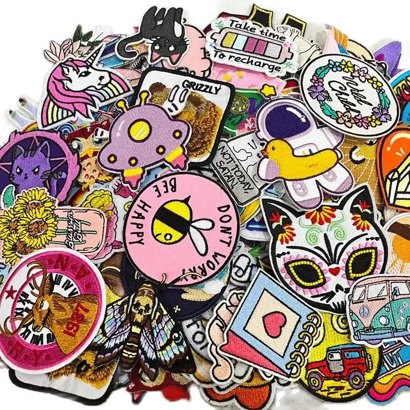 Description Picture 2 of item10/20/30/40/50PCS Random Mix Cartoon Iron On Patches for Clothing Decoration DIY Apparel Fabric Sticker Backpack Sewing Applique
