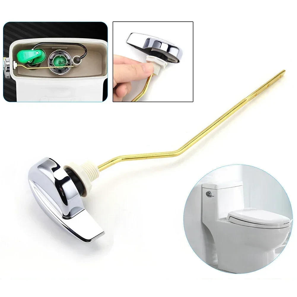 Description Picture 2 of item1Pc Universal Toilet Tank Flush Lever Chrome Finish Toilet Lever Handle Bathroom Toilet Accessories