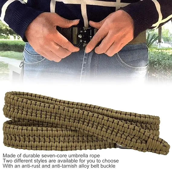 Description Picture 2 of itemTactical Paracord Waist Belt Hand Knitting Men Women Outdoor Camping Hunting Hiking Utility Waistband 1.2m  Emergency  Rope