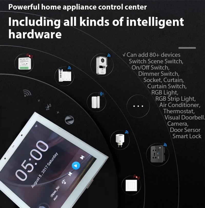 Description Picture 5 of itemJianshu Tuya Panel Controller Zigbee Gateway Hub Multifunction Smart Life Wall Amplifier Panel Background Music Touch Screen 4"