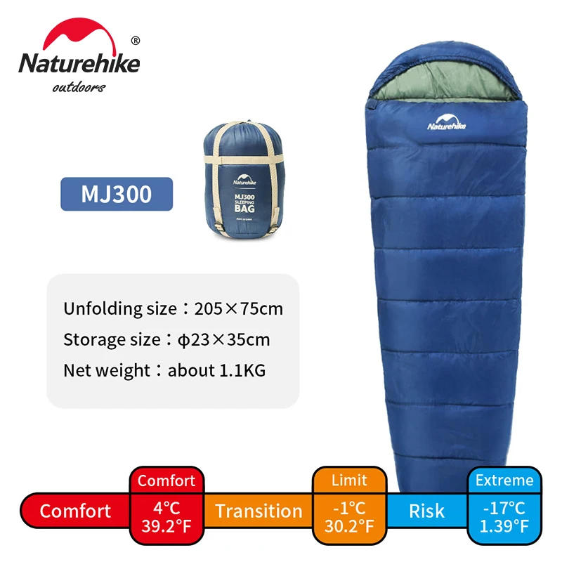 Description Picture 6 of itemNaturehike Sleeping Bag MJ300 -1℃ Lightweight MJ600 -12℃ Mummy Sleeping Bag Outdoor Camping Cotton Winter Warm Sleeping Bags