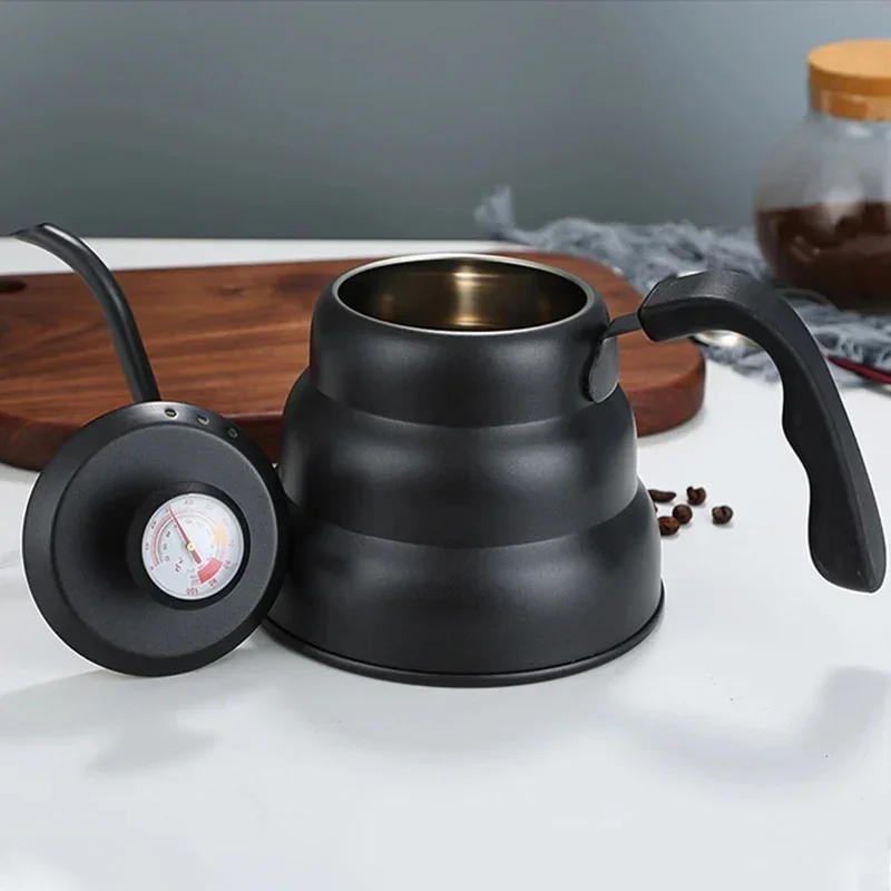 Description Picture 3 of itemStainless Steel Thermometer Coffee Kettle Swan Long Neck High Capacity Hand Brewed Coffee Pot Kitchen Accessory Home Coffeeware