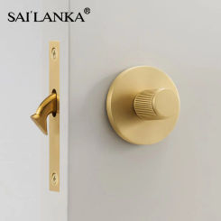 SAILANKA Brass Vertical Stripes Thumb Turn Key Door Lock BK Emergency Sliding Knob Wire Black Bathroom Sliding Door Lock