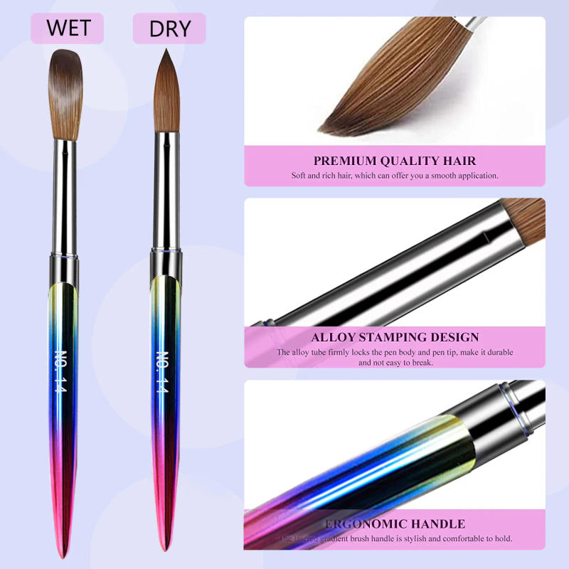 Description Picture 5 of item5pcs Kolinsky Acrylic Nail Brush Set Size 6/8/10/12/14 for Acrylic Powder Application Brushes Art Extension Carving Salon Home